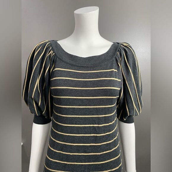 Coldwater Creek Women's Gray Striped Short Sleeve Knit Dress Size XS (4-6) - Picture 2 of 11